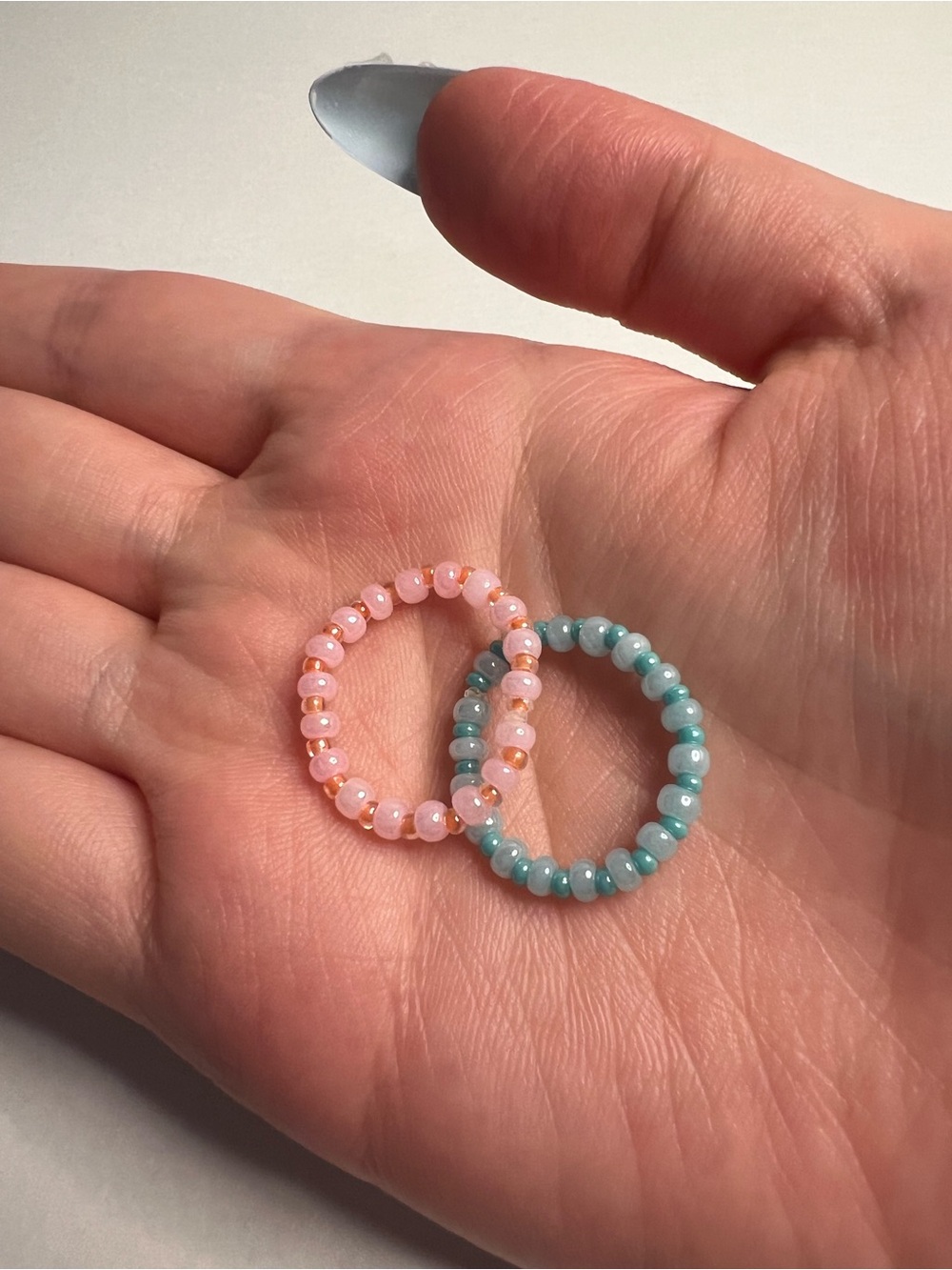 2 Pairs Hand Beaded Rings 6cm